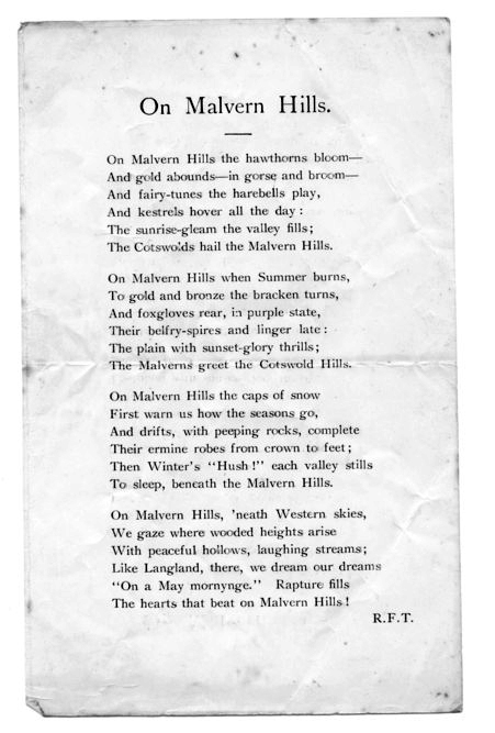 richard francis T poem on malvern hills